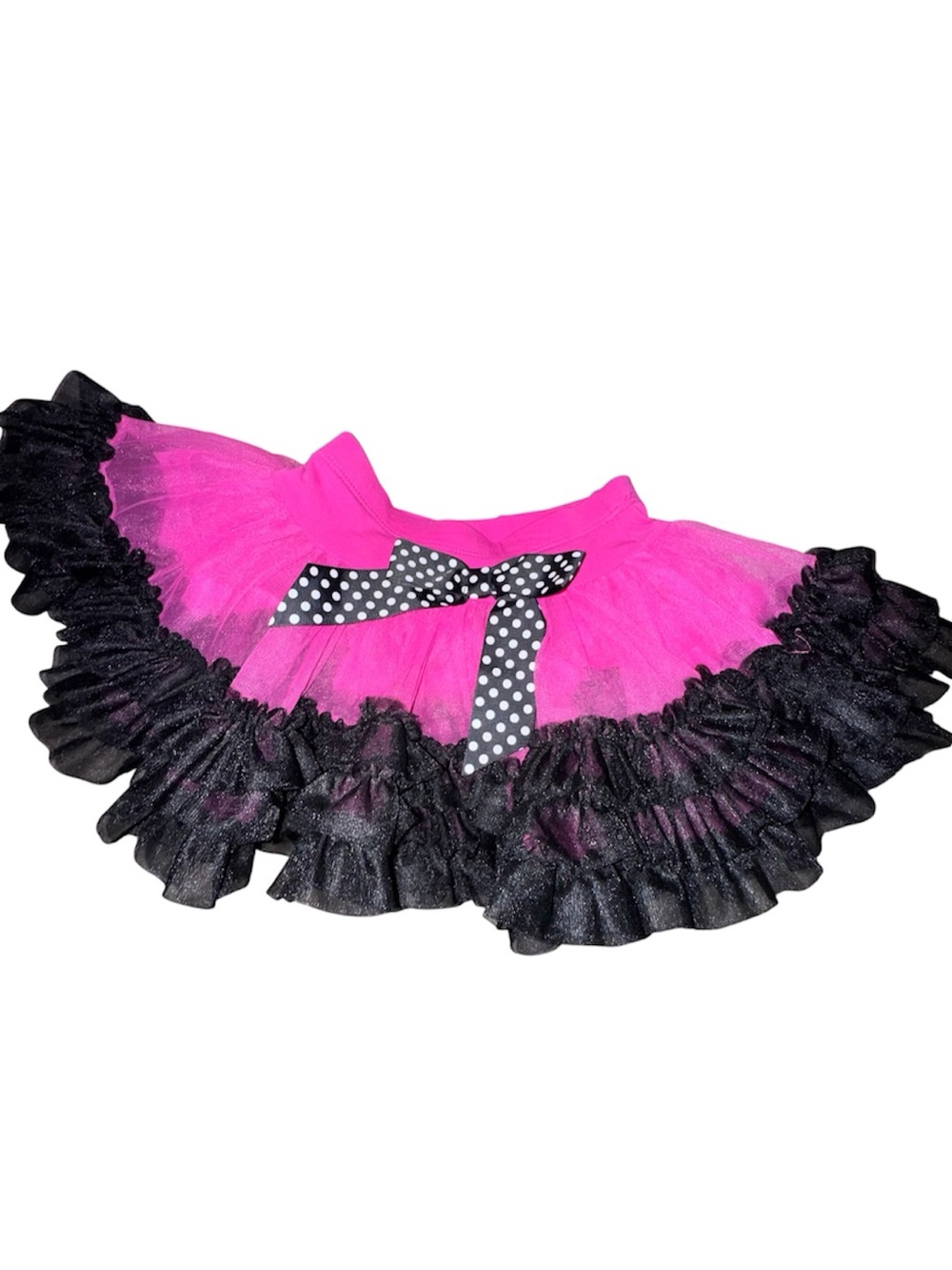 Jona Michelle Hot Pink and Black Layered Ruffle Tutu with Polka Dot Bow